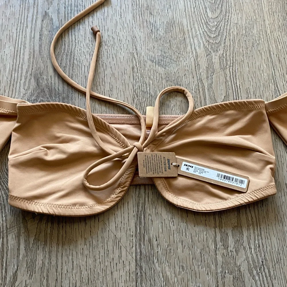 Skims Recycled swim long sleeve bikini top in Orche NWT